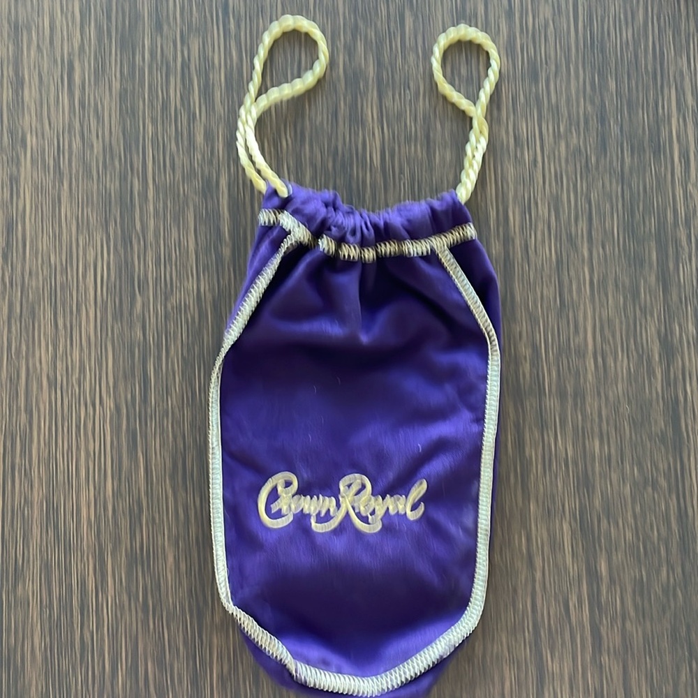 CROWN ROYAL POUCH Purple with Gold Embroidery and Stitching